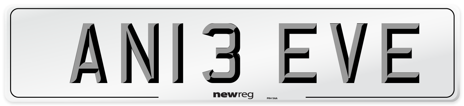 AN13 EVE Number Plate from New Reg